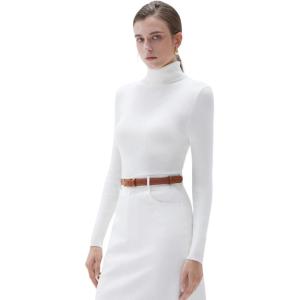 imageSUUKSESS Women Turtleneck Cashmere Sweater Long Sleeve Shirts Fall Basic Thermal Tops Winter ClothesWhite