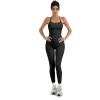 imageSUUKSESS Women 2 Piece Workout Sets Compression Tummy Control Leggings with Pockets Halter Built in Bra Tank TopsBlack