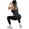 imageSUUKSESS Women 2 Piece Workout Sets Compression Tummy Control Leggings with Pockets Halter Built in Bra Tank TopsBlack