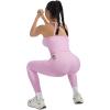 imageSUUKSESS Women 2 Piece Workout Sets Compression Tummy Control Leggings with Pockets Halter Built in Bra Tank TopsLight Pink