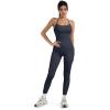 imageSUUKSESS Women 2 Piece Workout Sets Compression Tummy Control Leggings with Pockets Halter Built in Bra Tank TopsNavy Blue