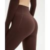 imageSUUKSESS Women 2 Piece Workout Sets Long Sleeve Twist Deep V Crop Padded Tops Yoga Leggings with Side PocketsDark Brown