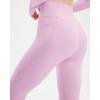 imageSUUKSESS Women 2 Piece Workout Sets Long Sleeve Twist Deep V Crop Padded Tops Yoga Leggings with Side PocketsLight Pink