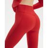 imageSUUKSESS Women 2 Piece Workout Sets Long Sleeve Twist Deep V Crop Padded Tops Yoga Leggings with Side PocketsRed