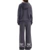 imageSUUKSESS Women 2 Piece Sets 2025 Oversized Hoodie Sweatshirt Wide Leg Sweatpants09 Grey Blue