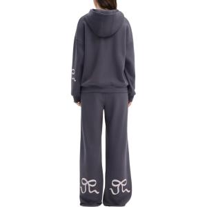 imageSUUKSESS Women 2 Piece Sets 2025 Oversized Hoodie Sweatshirt Wide Leg Sweatpants09 Grey Blue
