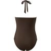 imageSUUKSESS Women Sexy Halter One Piece Swimsuits Ruffle Tummy Control Bathing Suit1 Dark Brown