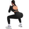 imageSUUKSESS Women 2 Piece Open Back Seamless Workout Sets Scrunch Booty Gym Leggings Built in Bra Crop Yoga TopBlack