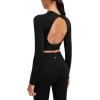 imageSUUKSESS Women 2 Piece Open Back Seamless Workout Sets Scrunch Booty Gym Leggings Built in Bra Crop Yoga TopBlack