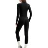 imageSUUKSESS Workout Sets for Women 2 Piece Seamless Long Sleeve Yoga Outfits Active Leggings Half Zippy Jacket Gym SetBlack