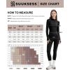 imageSUUKSESS Workout Sets for Women 2 Piece Seamless Long Sleeve Yoga Outfits Active Leggings Half Zippy Jacket Gym SetBlack