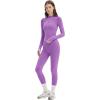imageSUUKSESS Workout Sets for Women 2 Piece Seamless Long Sleeve Yoga Outfits Active Leggings Half Zippy Jacket Gym SetPurple