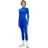 imageSUUKSESS Workout Sets for Women 2 Piece Seamless Long Sleeve Yoga Outfits Active Leggings Half Zippy Jacket Gym SetRoyal Blue
