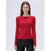 imageSUUKSESS Women Backless Going Out Tops Padded Modal Basic Long Sleeve Shirts03 Red