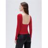imageSUUKSESS Women Backless Going Out Tops Padded Modal Basic Long Sleeve Shirts03 Red