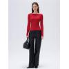 imageSUUKSESS Women Backless Going Out Tops Padded Modal Basic Long Sleeve Shirts03 Red