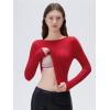 imageSUUKSESS Women Backless Going Out Tops Padded Modal Basic Long Sleeve Shirts03 Red
