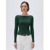 imageSUUKSESS Women Backless Going Out Tops Padded Modal Basic Long Sleeve Shirts04 Deep Green