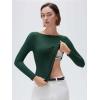 imageSUUKSESS Women Backless Going Out Tops Padded Modal Basic Long Sleeve Shirts04 Deep Green