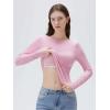 imageSUUKSESS Women Backless Going Out Tops Padded Modal Basic Long Sleeve Shirts05 Pink