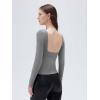 imageSUUKSESS Women Backless Going Out Tops Padded Modal Basic Long Sleeve Shirts06 Flower Grey