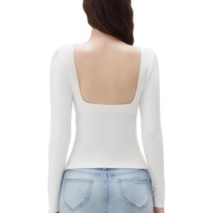 imageSUUKSESS Women Backless Going Out Tops Padded Modal Basic Long Sleeve Shirts02 White