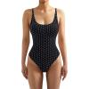 imageSUUKSESS Women Sexy Scoop Neck Thong Bodysuit Backless Cami Bodysuit TopBlack Polka Dots