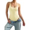 imageSUUKSESS Women Sexy Scoop Neck Thong Bodysuit Backless Cami Bodysuit TopPale Yellow
