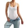 imageSUUKSESS Women Sexy Scoop Neck Thong Bodysuit Backless Cami Bodysuit TopSnow White