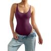 imageSUUKSESS Women Sexy Scoop Neck Thong Bodysuit Backless Cami Bodysuit TopViolet