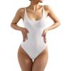 imageSUUKSESS Women Sexy Scoop Neck Thong Bodysuit Backless Cami Bodysuit TopSnow White