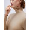 imageSUUKSESS Women Cashmere Turtleneck Long Sleeve Shirt Fitted Fall Basic Thermal Tops Fall FashionKhaki
