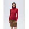 imageSUUKSESS Women Cashmere Turtleneck Long Sleeve Shirt Fitted Fall Basic Thermal Tops Fall FashionRed