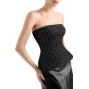 imageSUUKSESS Women Double Lined Going Out Trendy Tube Tops Side Split Sexy Tank Tops08 Black Polka Dots