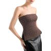 imageSUUKSESS Women Double Lined Going Out Trendy Tube Tops Side Split Sexy Tank Tops09 Brown Polka Dots