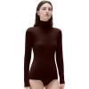 imageSUUKSESS Women Cashmere Turtleneck Long Sleeve Shirt Fitted Fall Basic Thermal Tops Fall FashionDark Brown