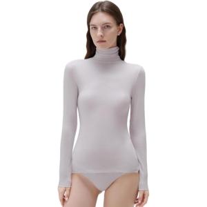 imageSUUKSESS Women Cashmere Turtleneck Long Sleeve Shirt Fitted Fall Basic Thermal Tops Fall FashionGray