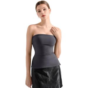 imageSUUKSESS Women Double Lined Going Out Trendy Tube Tops Side Split Sexy Tank Tops03 Ash