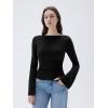 imageSUUKSESS Women Crew Neck Bell Sleeve Tops Double Lined Going Out Fitted Basic T Shirts01 Black