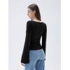 imageSUUKSESS Women Crew Neck Bell Sleeve Tops Double Lined Going Out Fitted Basic T Shirts01 Black