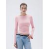 imageSUUKSESS Women Crew Neck Bell Sleeve Tops Double Lined Going Out Fitted Basic T ShirtsBaby Pink
