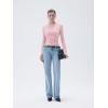 imageSUUKSESS Women Crew Neck Bell Sleeve Tops Double Lined Going Out Fitted Basic T ShirtsBaby Pink