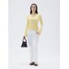 imageSUUKSESS Women Crew Neck Bell Sleeve Tops Double Lined Going Out Fitted Basic T ShirtsButter Yellow