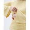 imageSUUKSESS Women Crew Neck Bell Sleeve Tops Double Lined Going Out Fitted Basic T ShirtsButter Yellow