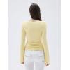 imageSUUKSESS Women Crew Neck Bell Sleeve Tops Double Lined Going Out Fitted Basic T ShirtsButter Yellow