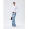 image:imageSUUKSESS Women Crew Neck Bell Sleeve Tops Double Lined Going Out Fitted Basic T ShirtsSnow White