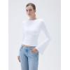 image:imageSUUKSESS Women Crew Neck Bell Sleeve Tops Double Lined Going Out Fitted Basic T ShirtsSnow White