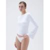 image:imageSUUKSESS Women Crew Neck Bell Sleeve Tops Double Lined Going Out Fitted Basic T ShirtsSnow White