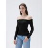 imageSUUKSESS Women Padded Off The Shoulder Tops Double Lined Going Out Fitted Basic Fall Shirts01 Black