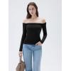 imageSUUKSESS Women Padded Off The Shoulder Tops Double Lined Going Out Fitted Basic Fall Shirts01 Black